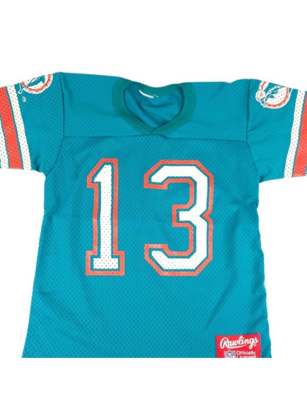 Vintage Miami Dolphins Dan Marino Jersey Boys Size Small Blue 80s NFL Football